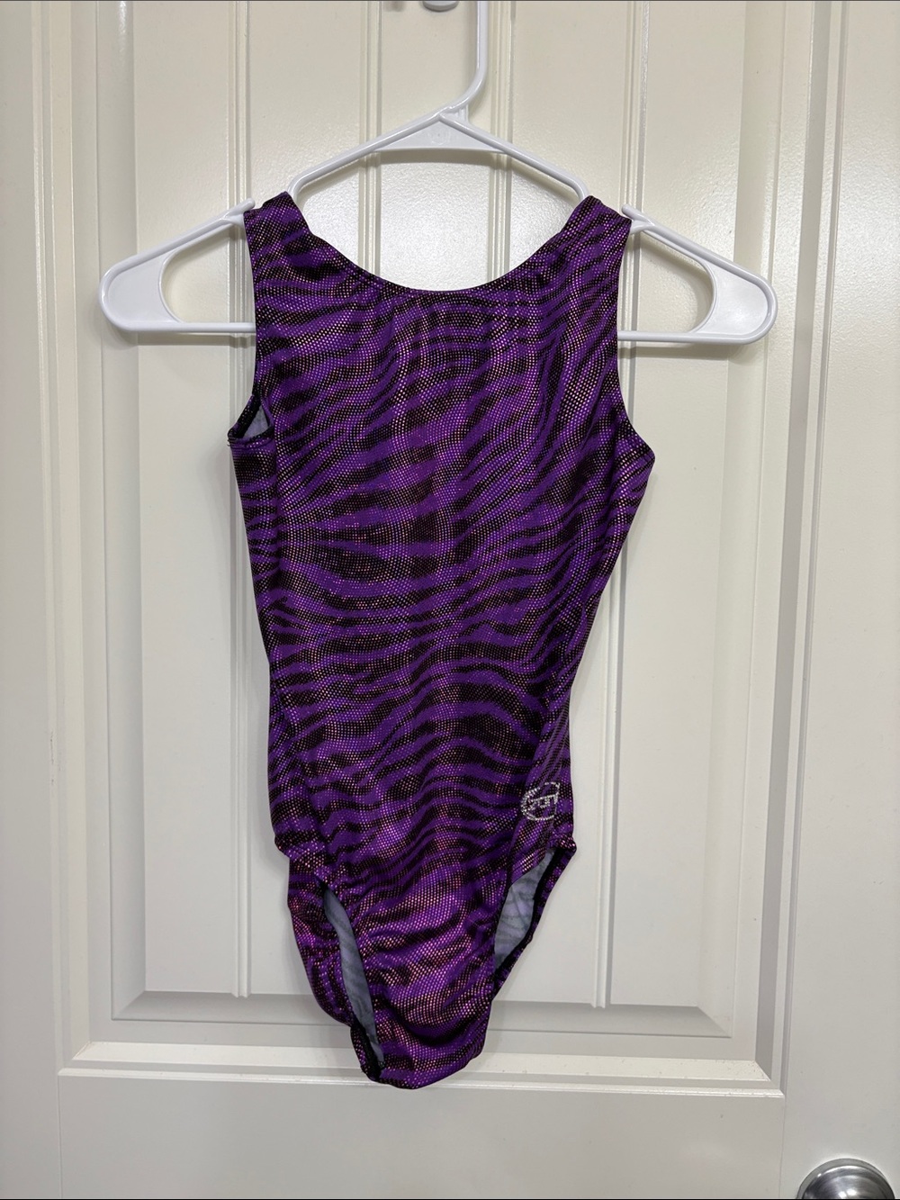Ozone Purple Zebra-Print Gymnastics Leotard for Girls